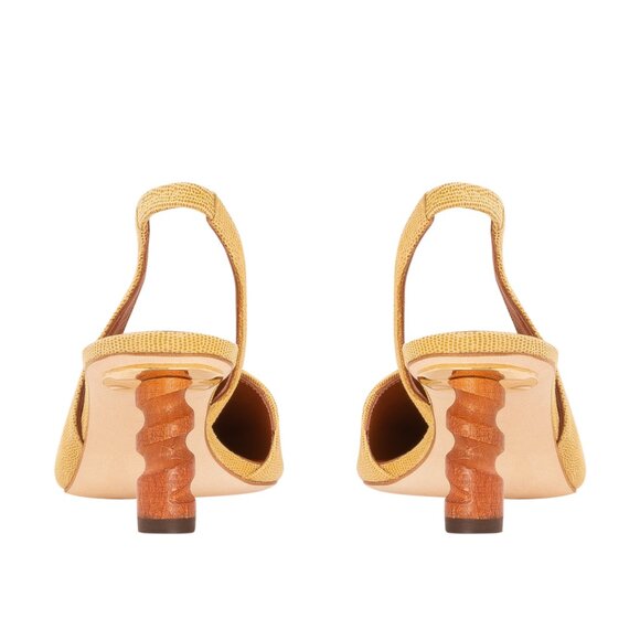 Rejina Pyo Joan Slingback Calfskin Yellow Leather Heels Size 37 - Picture 2 of 9